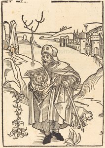 Gerson als Pelgrim met Stad op de Achtergrond