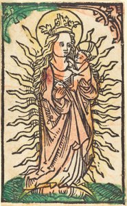 Madonna en kind in een glorie staand op een halve maan door German 15th Century