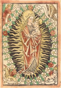Madonna en Kind in een Rozenkrans door German 15th Century