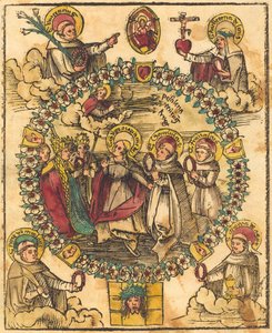 Madonna in een rozenkrans met heiligen door German 15th Century