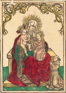 Sint Anna, De Madonna en Kind, en een Franciscaner Monnik door German 15th Century