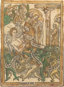 De laatste doodsstrijd van de stervende man door German 15th Century