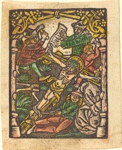 Christus aan het Kruis Genageld door German 15th Century or Master of the Meshed Background