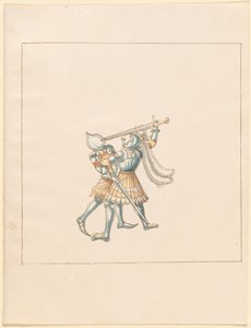 Freydal, Het Boek van Toernooien en Jousts van Keizer Maximiliaan I: Gevechten te Voet (Jousts)(Volume III): Plaat 160 door German 16th Century