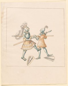 Freydal, Het Boek van Toernooien en Jousts van Keizer Maximiliaan I: Gevechten te Voet (Jousts)(Volume III): Plaat 151 door German 16th Century