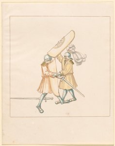 Freydal, Het Boek van Toernooien en Jousts van Keizer Maximiliaan I: Gevechten te Voet (Jousts)(Volume III): Plaat 156 door German 16th Century