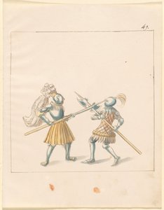 Freydal, Het boek van steekspelen en toernooien van keizer Maximiliaan I: Gevechten te voet (Steekspelen)(Deel III): Plaat 146 door German 16th Century