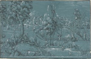 Landschap met vissende mannen