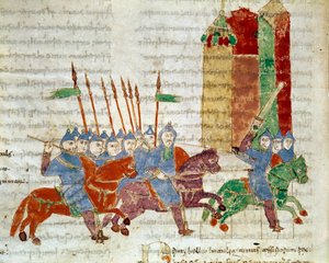 Een miniatuur ruiter uit het manuscript 