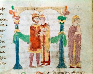 Een miniatuur huwelijk uit het manuscript 
