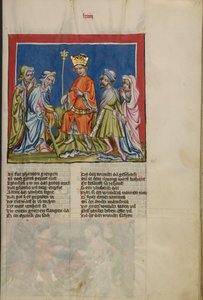 Aaron verandert de staf in een slang uit Weltchronik Ms. 33, fol. 73, ca. 1400-10 door German School
