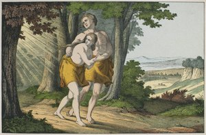 Adam en Eva verdreven uit het paradijs, illustratie uit L