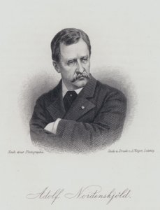 Adolf Erik Nordenskiold, Finse geoloog, mineralogist en poolonderzoeker (gravure) door German School