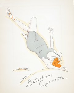 Advertentie voor "Batschari Cigaretten", uit Styl, pub.1922 (pochoirprint)