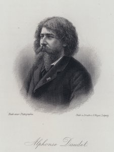 Alphonse Daudet, Franse romanschrijver (gravure) door German School