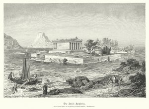Oud-Griekse tempel van Athena Apaturia op het eiland Sphairia