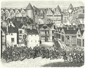 Antwerpen ten tijde van de plundering van de stad door de Spanjaarden, bekend als de Spaanse Furie door German School