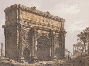 Boog van Septimius Severus, Rome (kleurenlitho) door German School