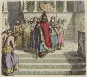 Assyrische koning en zijn gevolg