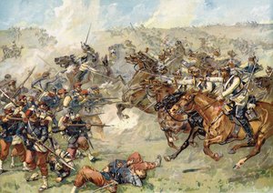 Aanval door Pruisische kurassiers bij Vionville, Slag bij Mars-le-Tour, 16 augustus 1870