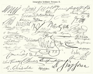 Handtekeningen van beroemde mensen: staatslieden, prinsen, generaals, enz. door German School