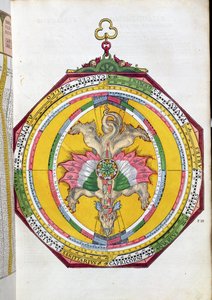 Volvelleor met de dierenriem, illustratie uit Astronomicum Caesareum door Peter Apian (Bennewitz) gepubliceerd in Ingolstadt, 1540