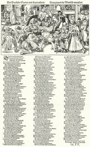 Blootsvoetse sekten en het geschil over het monnikskleed (gravure) door German School