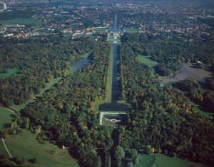 Barokkunst: Luchtfoto van Nymphenburg Park door German School