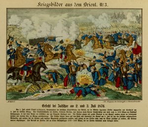 Slag bij Zajecar, 2-3 juli 1876, tijdens de Eerste Servisch-Ottomaanse oorlog (1876-77), Neuruppiner Bilderbogen, 1876