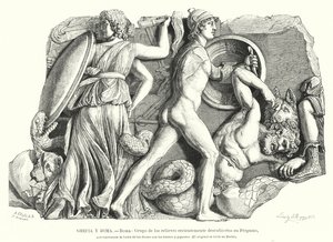 Slag tussen de goden en Titanen en reuzen, Oud-Grieks reliëf uit Pergamon door German School