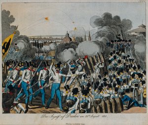Slag bij Dresden tijdens de Oorlog van de Zesde Coalitie, 26-27 augustus 1813, ca. 1820