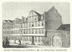 Geboorteplaats van de Duitse auteur Johann Wolfgang von Goethe, Frankfurt-am-Main, begin 19e eeuw