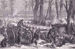 Bivak van de troepen van generaal Du Croy in de bossen van Vincennes, Cassells Geschiedenis van de oorlog tussen Frankrijk en Duitsland uitgegeven door Cassell and Company Limited, ca. 1890 door German School