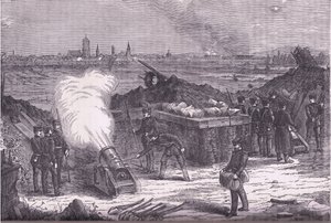 Bombardement van Schelestadt, Cassells Geschiedenis van de oorlog tussen Frankrijk en Duitsland uitgegeven door Cassell and Company Limited, ca. 1890 door German School