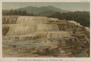 Kalksinterterrassen bij Mammoth Hot Springs in Yellowstone National Park, Wyoming