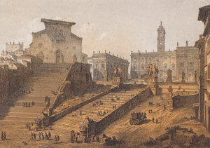 Capitolijnse heuvel, Rome (kleurenlitho)