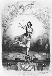 Karikatuur van Lola Montes (1821-61) dansend voor koning Ludwig I van Beieren (1786-1868) ca. 1847