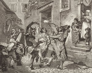 Carnaval in Rome, Italië. Illustratie voor Bilder-Atlas door German School