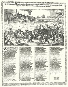 Cartoon die jezuïeten uit Bohemen en Hongarije verdreven in 1620 aan het begin van de Dertigjarige Oorlog