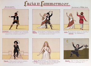 Cartoon die de opera Lucia di Lammermoor door Donizetti belachelijk maakt door German School