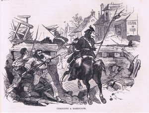 Aanval op een barricade, Cassells Geschiedenis van de oorlog tussen Frankrijk en Duitsland uitgegeven door Cassell and Company Limited, ca. 1890 door German School