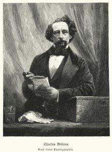 Charles Dickens, Engelse romanschrijver (litho) door German School