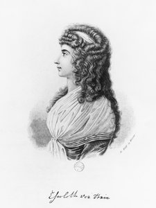 Charlotte von Stein, geboren von Schardt, eind 18e eeuw-begin 19e eeuw, gegraveerd door G. Wolf door German School