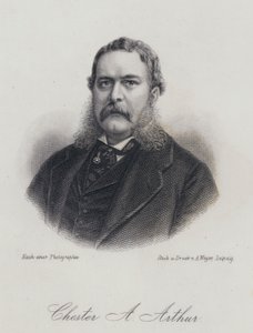 Chester A Arthur, Amerikaanse politicus en 21e president van de Verenigde Staten (gravure) door German School