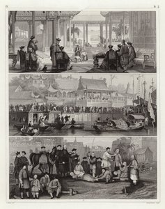 Chinese scènes (gravure) door German School