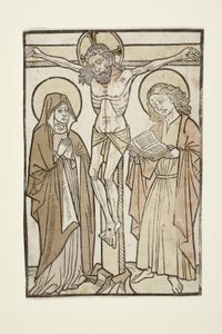 Christus aan het kruis tussen Maria en Sint Jan, 1460-70 door German School