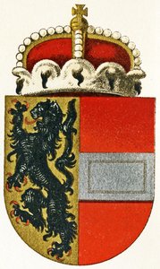 Wapen van Salzburg, met een prinsenhoed rustend op het schild, ca. 1898