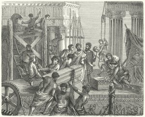 Bouw van een tempel op de Akropolis, Athene door German School