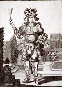 Kostuum voor een glas- en aardewerkhandelaar, uitgegeven door Gerard Valck (1651/2-1726) c.1690 door German School