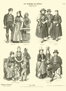 Kostuums uit Baden, Duitsland, 19e eeuw door German School